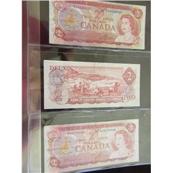 1974 STOCK SHEET MULTI COLORED LAST OF CANADA $2 BILLS