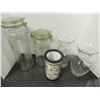 Image 1 : ESTATE:  BOX WITH 2 STORAGE JARS, VASES, CANDLE HOLDERS, ETC