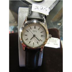 ESTATE:  NEW LADIES TFX BLACK STRAP/ROUND FACE WATCH (MSRP $55.00)