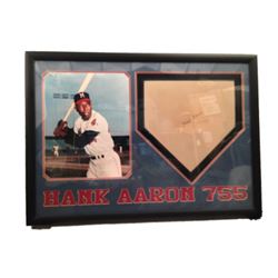 Hank Aaron Signed Home Plate Framed