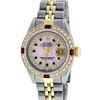 Image 2 : Rolex Ladies 2 Tone 14K Pink MOP Sapphire & Ruby Datejust Wriswatch