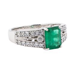 1.31 ctw Emerald and Diamond Ring - 14KT White Gold