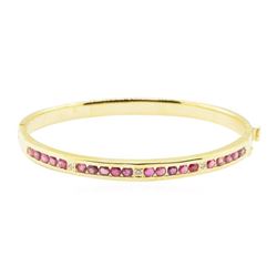 3.29 ctw Round Brilliant Rubies And Diamond Bracelet - 18KT Yellow Gold
