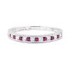 Image 2 : 0.20 ctw Ruby and Diamond Straight-Line Double Milgrain Band - 10KT White Gold