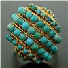 Image 7 : Vintage Large 18k Yellow Gold 50 Natural Round Turquoise Wire Dome Cocktail Ring