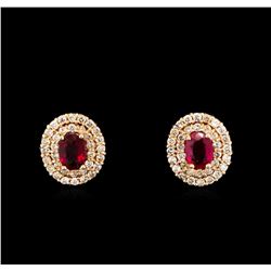 14KT Rose Gold 2.07 ctw Ruby and Diamond Earrings