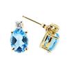 Image 2 : 2.06 ctw Oval Cut Swiss Blue Topaz and Diamond Earrings - 14KT Yellow Gold