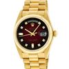 Image 2 : Rolex Mens 18K Yellow Gold Red Vignette Diamond Quickset President Wristwatch Wi