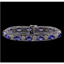 14KT White Gold 17.16 ctw Tanzanite and Diamond Bracelet