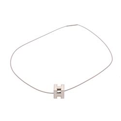 Hermes White Silver-Tone Pop H Pendant Necklace