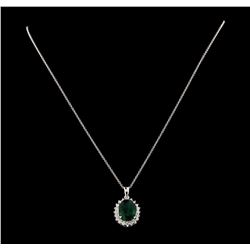 5.01 ctw Emerald and Diamond Pendant With Chain - 14KT White Gold
