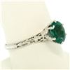 Image 7 : 14k White Gold 1.38 ctw Prong Set Oval Cut Emerald Filigree Solitaire Ring