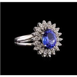 2.60 ctw Tanzanite and Diamond Ring - 14KT White Gold