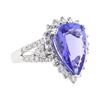 Image 1 : 6.30 ctw Tanzanite and Diamond Ring - Platinum