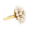 Image 1 : 0.12 ctw Diamond and Freshwater Pearl Cluster Ring - 14KT Yellow Gold