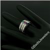 Image 3 : Set of 3 Stackable 18kt White Gold Emerald Ruby Sapphire and Diamond Band Rings