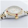 Image 4 : Rolex Ladies 2 Tone 14K Silver Diamond & Ruby Datejust Wristwatch