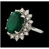Image 1 : 7.78 ctw Emerald and Diamond Ring - 14KT White Gold