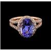 Image 2 : 4.01 ctw Tanzanite and Diamond Ring - 14KT Rose Gold