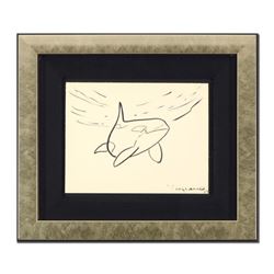 Wyland,  Orca  Framed Original Sketch, Hand Signed with Certificate of Authenticity.