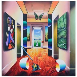 Ferjo, "A Day to be Outside" Original Painting on Canvas, Hand Signed with Letter of Authenticity.