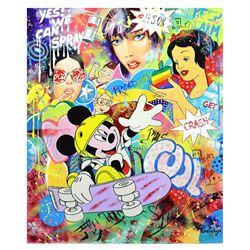 Nastya Rovenskaya- Original Oil on Canvas "Skateboarding"