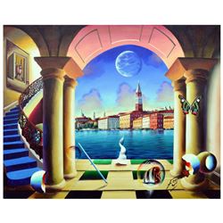 Ferjo, "Across the River" Original Painting on Canvas, Hand Signed with Letter of Authenticity.