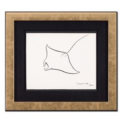 Wyland, "Manta Ray" Framed Original Sketch, Hand Signed with Certificate of Authenticity.
