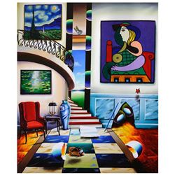 Ferjo, "Reading Room" Original Painting on Canvas, Hand Signed with Letter of Authenticity.