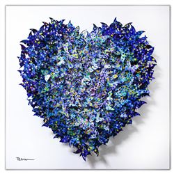 Patricia Govezensky- Original 3D Metal Art on Wood "Heart"