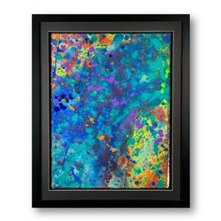 Wyland, "Abstract" Hand Signed Original Painting on Paper with Letter of Authenticity.