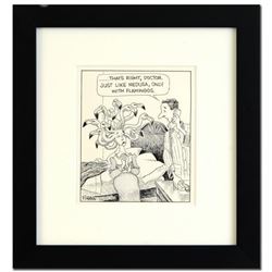 Bizarro! "Flamingo Medusa" is a Framed Original Pen & Ink Drawing, by Dan Piraro, Hand Signed by the
