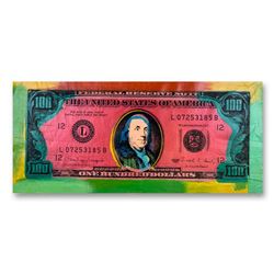 Steve Kaufman (1960-2010), "One Hundred Dollar Old Ben Bill" Hand Signed HC Edition Hand Pulled silk