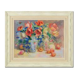 S. Burkett Kaiser, "Tulips & Peaches" Framed Limited Edition on Canvas, Numbered 43/95 and Hand Sign
