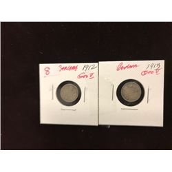 1912 & 1913 CANADA KING GEROGE V SILVER FIVE CENTS