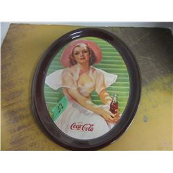 COLLECTIBLE:  COCA COLA METAL TRAY WITH LADY PICTURE