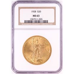 1928 $20 St. Gaudens Double Eagle Gold Coin NGC MS63