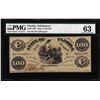 Image 1 : 1861 $100 State of Florida Tallahassee Cr.2 Obsolete Note PMG Choice Uncirculated 63