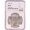 Image 1 : 1935 $1 Peace Silver Dollar Coin NGC MS64