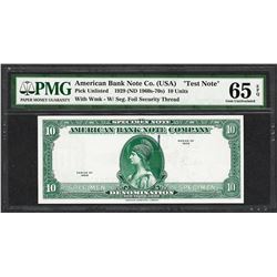 1929 10 Unit American Bank Note Co. "Test Note" PMG Gem Uncirculated 65EPQ