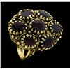 Image 4 : 14KT Yellow Gold Ladies 10.50 ctw Garnet Dome Cluster Ring