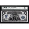 Image 1 : 1899 $2 Mini-Porthole Silver Certificate Note Fr.255 PMG Choice Uncirculated 64EPQ