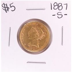 1887-S $5 Liberty Head Half Eagle Gold Coin