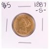Image 1 : 1887-S $5 Liberty Head Half Eagle Gold Coin