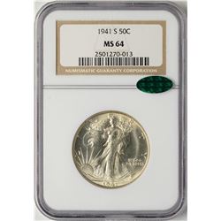 1941-S Walking Liberty Half Dollar Coin NGC MS64 CAC