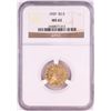 Image 1 : 1929 $2 1/2 Indian Head Quarter Eagle Gold Coin NGC MS62