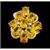 Image 1 : 14KT Yellow Gold Ladies 7.50 ctw Citrine and Diamond Cluster Ring