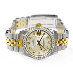 Rolex Ladies Datejust 18KT Yellow Gold & Steel 31mm MOP Diamond Dial Watch