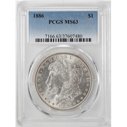 1886 $1 Morgan Silver Dollar Coin PCGS MS63