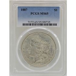 1887 $1 Morgan Silver Dollar Coin PCGS MS65